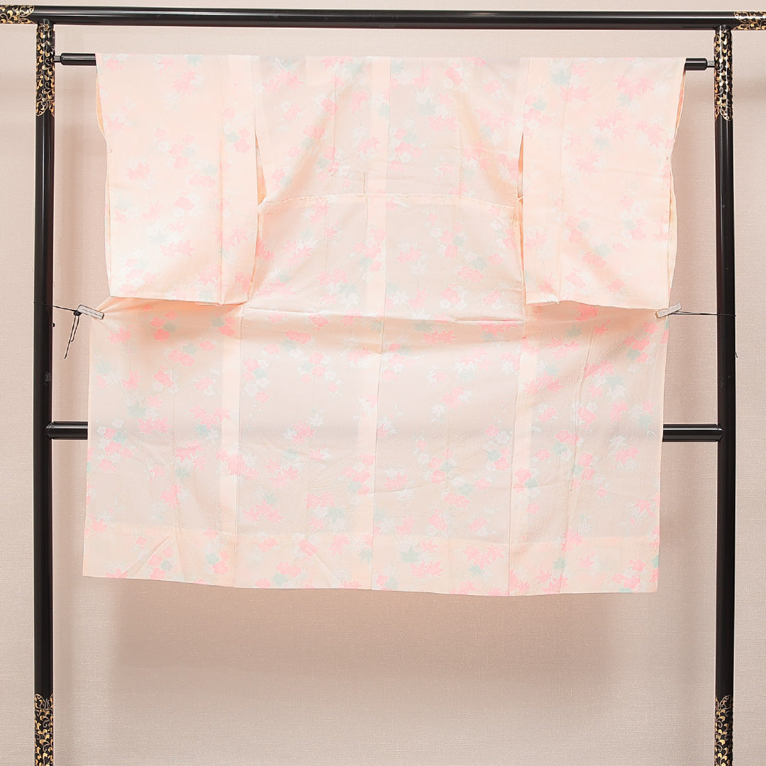 長襦袢 ピンク系 正絹 無双袖 紅葉 1239-17085 背面全体