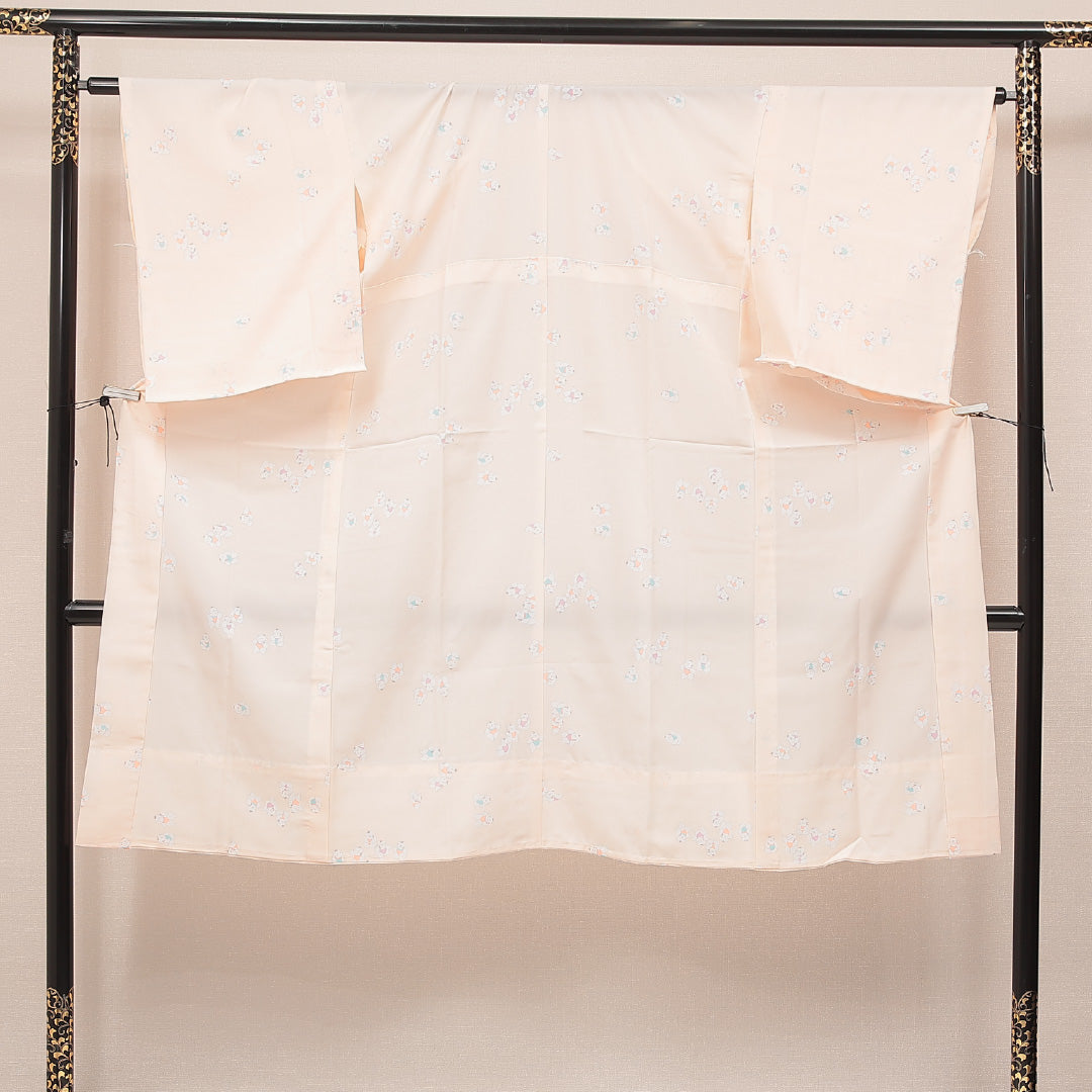 長襦袢 ピンク系 ポリエステル 無双袖 唐子 1239-17087 背面全体