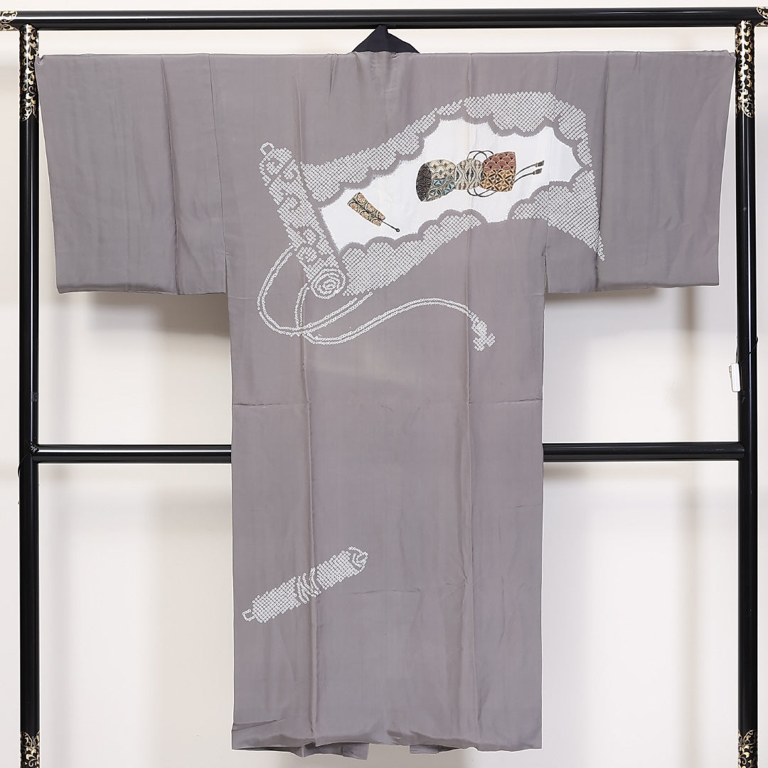 男物 袷 身丈137cm 裄69.5cm 長襦袢 正絹 鹿の子 Aランク 1219-00012