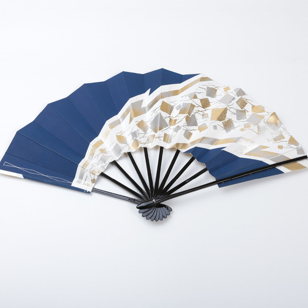 新古品 和装小物 Sランク 伊藤常 竹 扇子 舞扇子 紺系 両面同柄 1221-00060