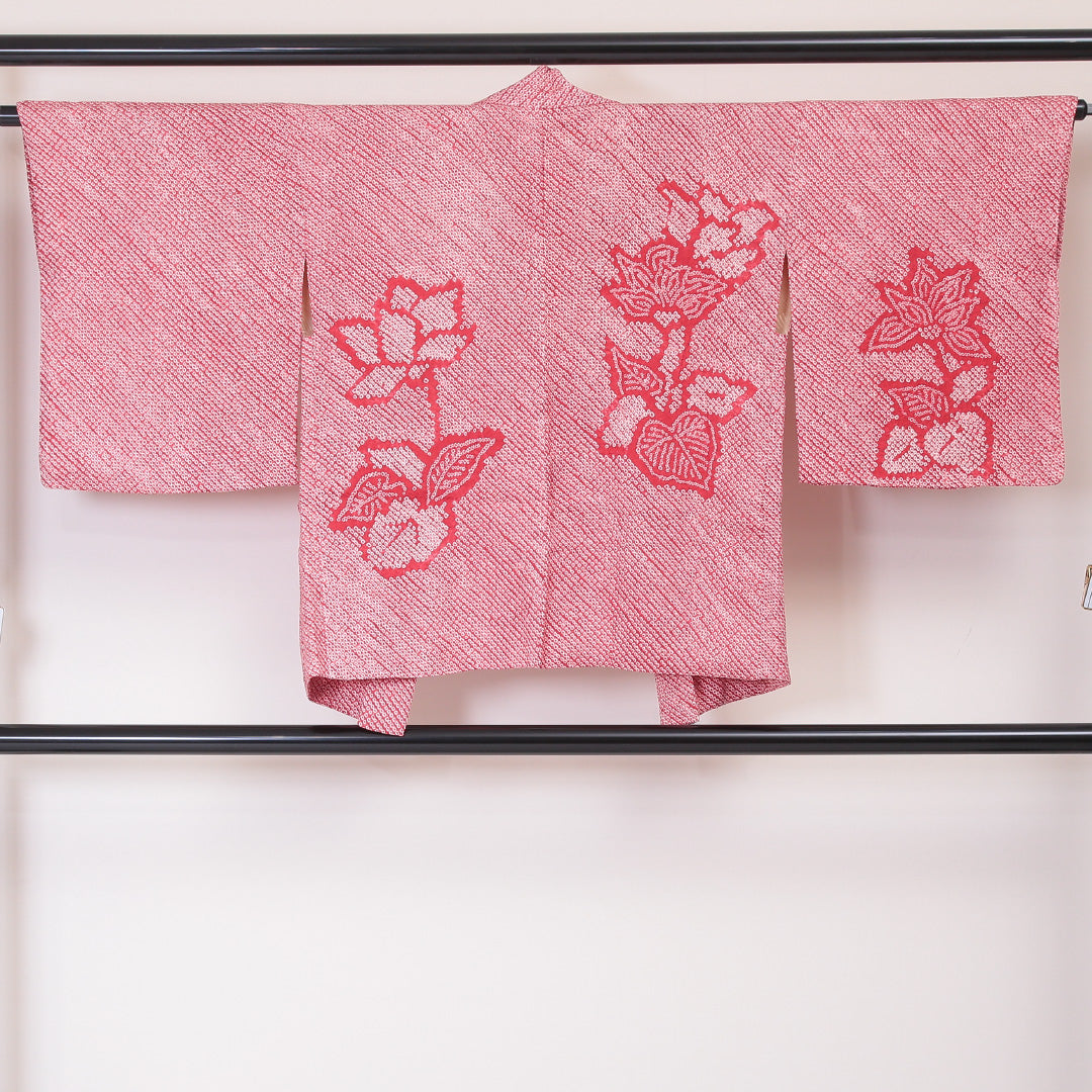 羽織 袷 身丈72cm 裄丈64cm 正絹 Sランク カジュアル Mサイズ 唐草華文 赤系 RP 1232-05800
