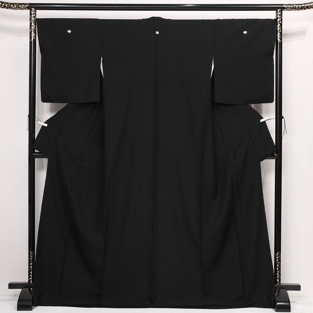 黒紋付 五つ紋 五三桐 身丈172cm 裄丈70cm Sランク 正絹 袷 広衿 2XL フォーマル 黒系 1299-F0587