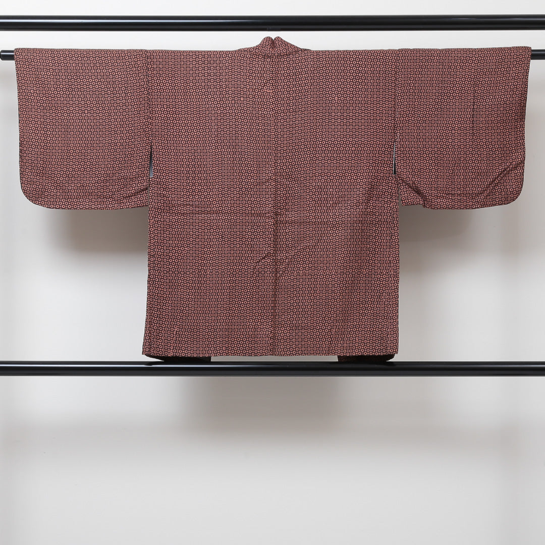 羽織 袷 身丈75cm 裄丈63cm 正絹 Aランク カジュアル Sサイズ 紐あり 創作柄 茶系 HP 1232-05746
