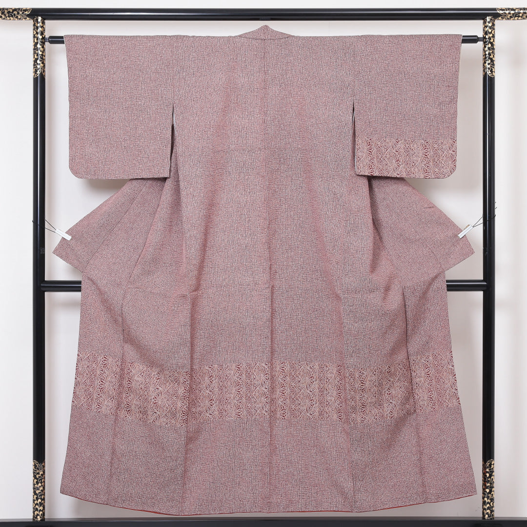 付下げ(お召) 袷 身丈151cm 裄丈61cm 正絹 Sランク Sサイズ 広衿 インフォーマル 有職文様 赤系 ピンク系 1261-03201