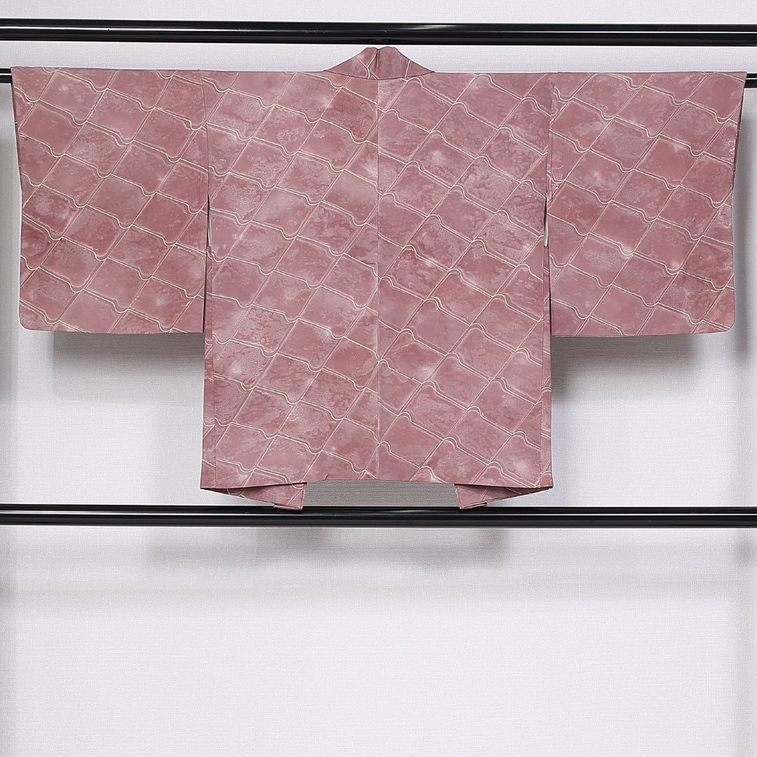 羽織 袷 身丈76cm 裄丈62cm 正絹 Aランク カジュアル Sサイズ ぼかし染 創作柄 ピンク系 HP 1232-10285