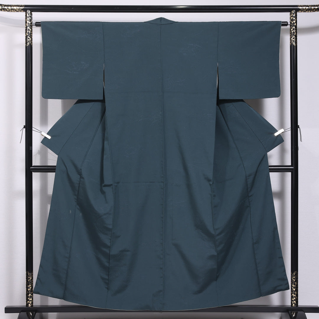 小紋 袷 身丈154cm 裄丈63cm 正絹 Bランク インフォーマル 広衿 Sサイズ 創作柄 緑系 RP 1221-11770