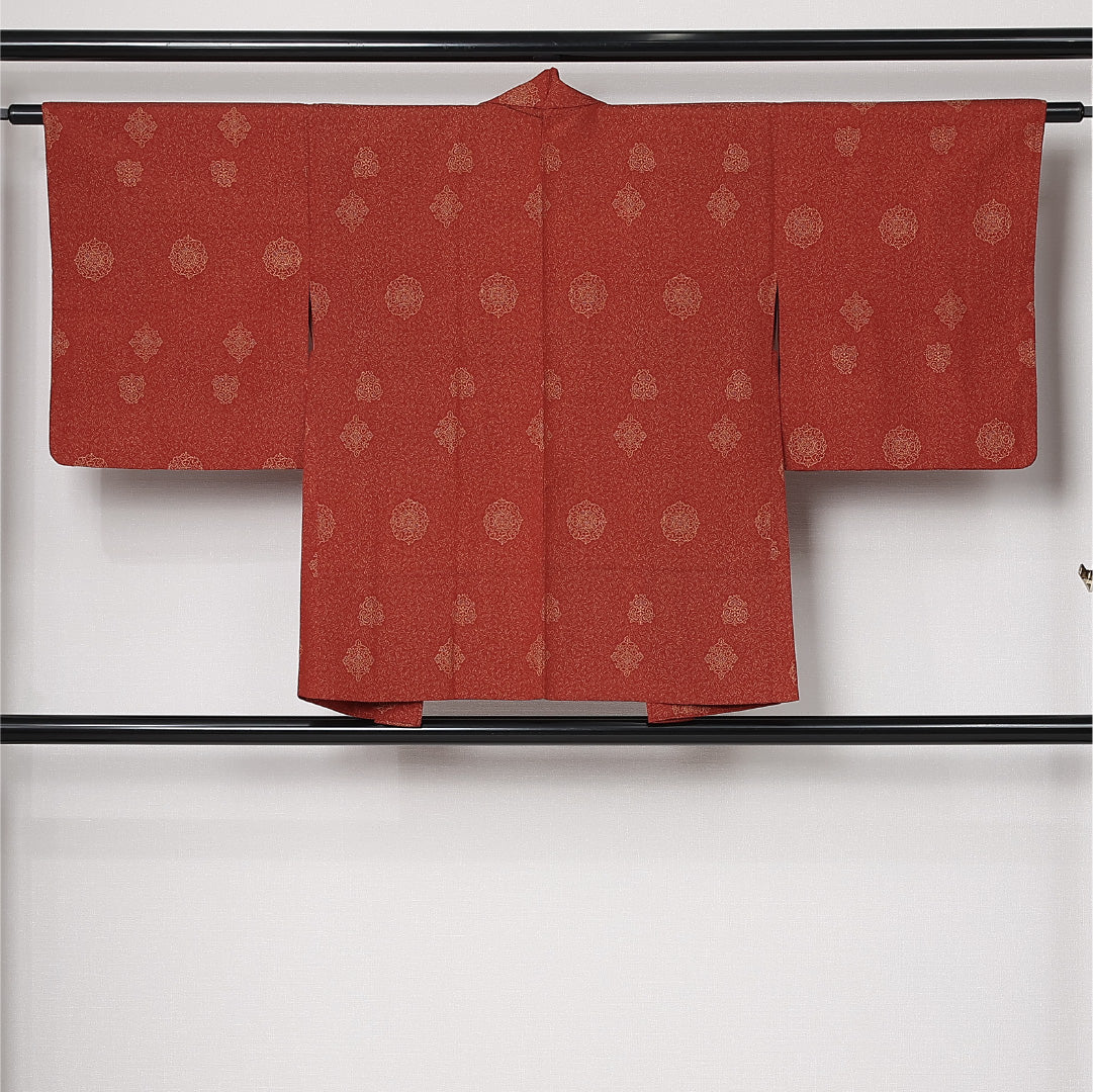 羽織 袷 身丈76cm 裄丈62cm 正絹 Sランク カジュアル Sサイズ 華文 赤系 RP 1232-12845