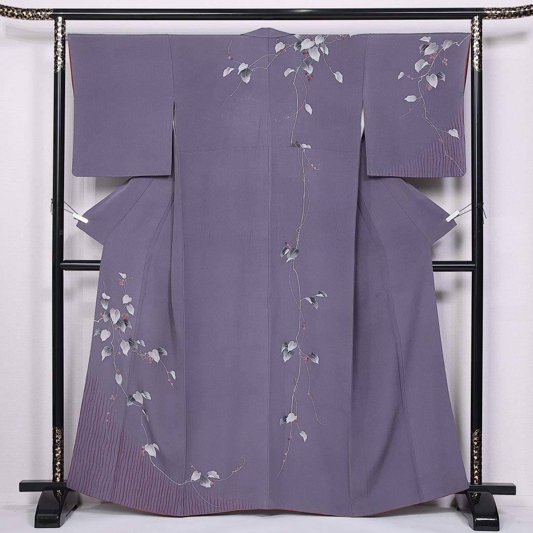 訪問着 身丈162cm 裄丈66cm L 正絹 Aランク 袷 広衿 作家物 葡萄 落款 1212-10841