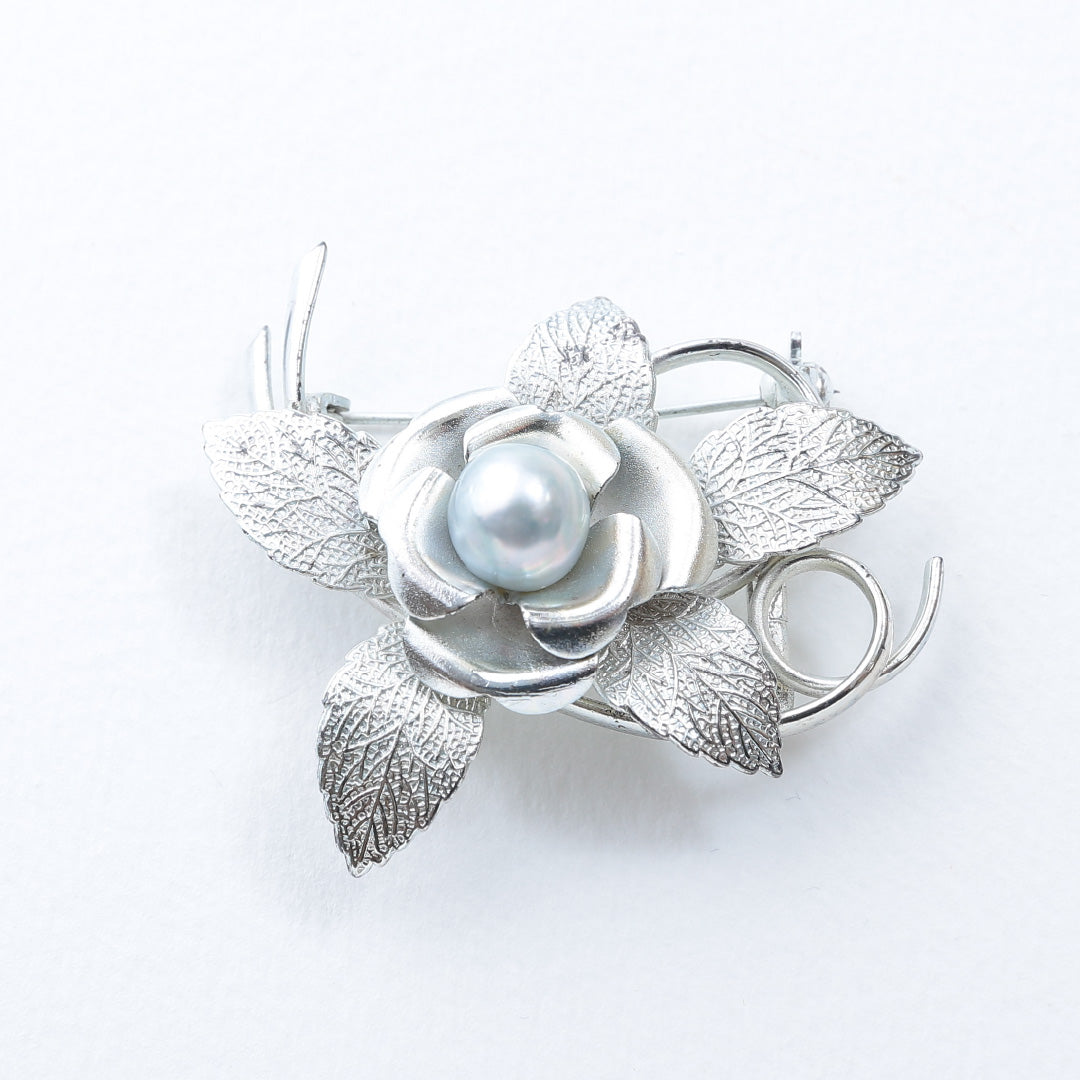 帯留め Sランク シルバー パール 銀系 1231-000151