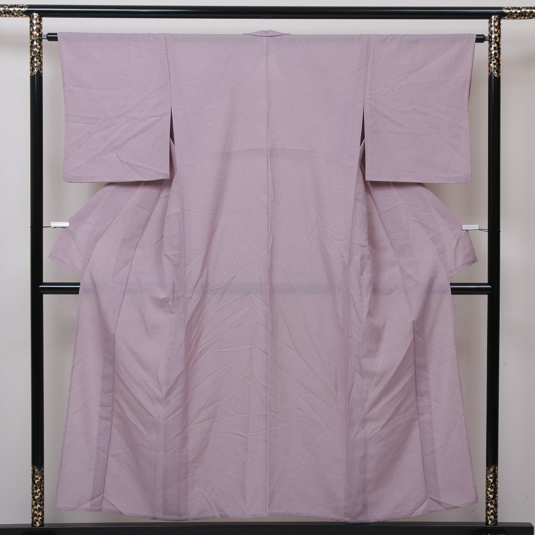 夏物 江戸小紋 絽 身丈154cm 裄64cm 正絹 寄せ柄 夏着物 ピンク系 Bランク 1215-01244