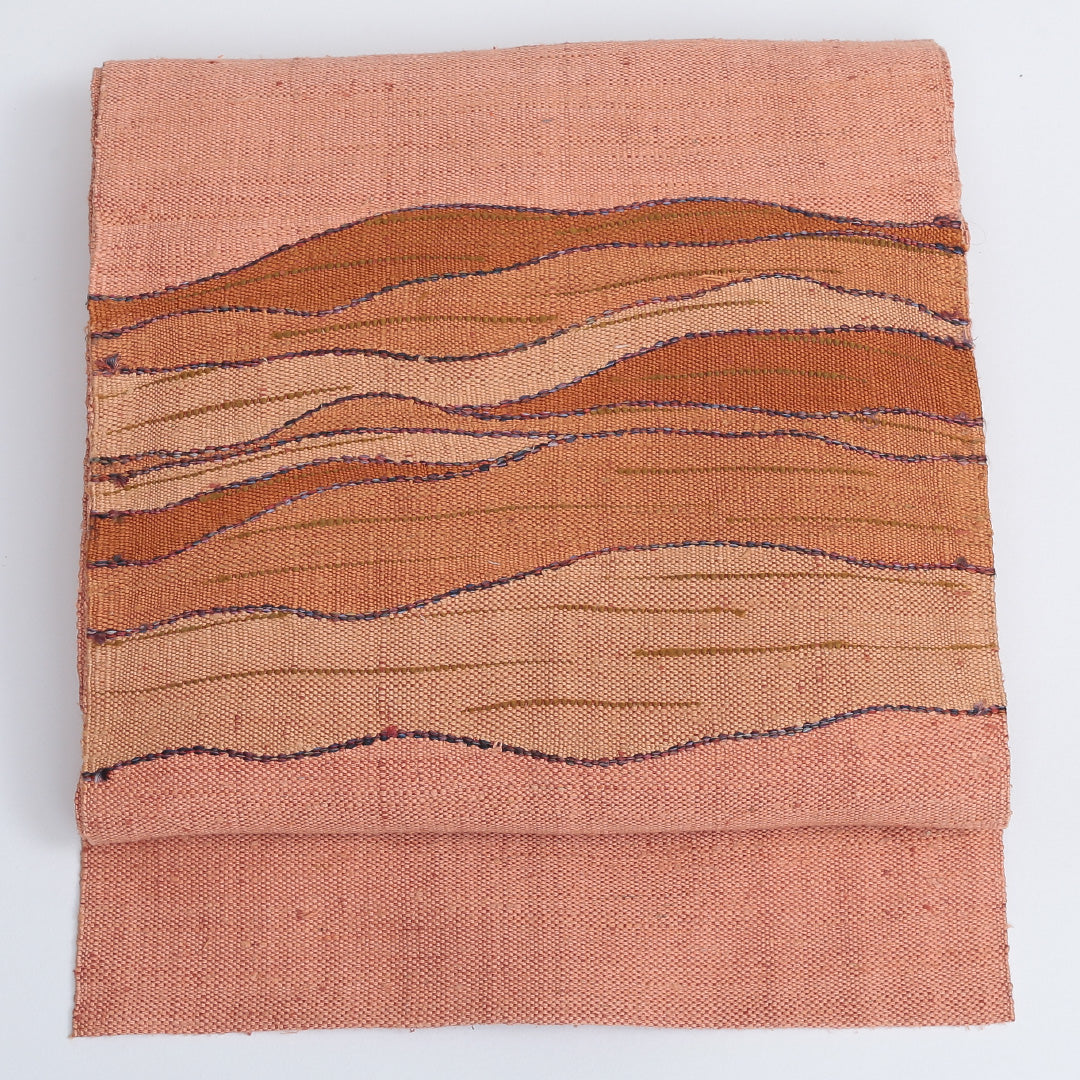 名古屋帯 帯丈360cm ポイント柄 名古屋仕立て 紬 カジュアル Aランク 朱系 122400542316