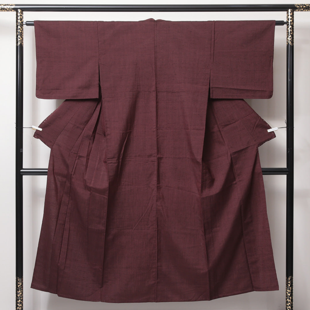 紬 単衣 身丈149cm 裄62cm 正絹 茶系 Aランク 1216-01026