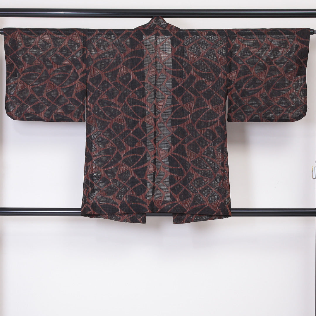 夏物 道中着 羅 身丈80cm 裄64.5cm 正絹 Sランク 茶系 1217-00522