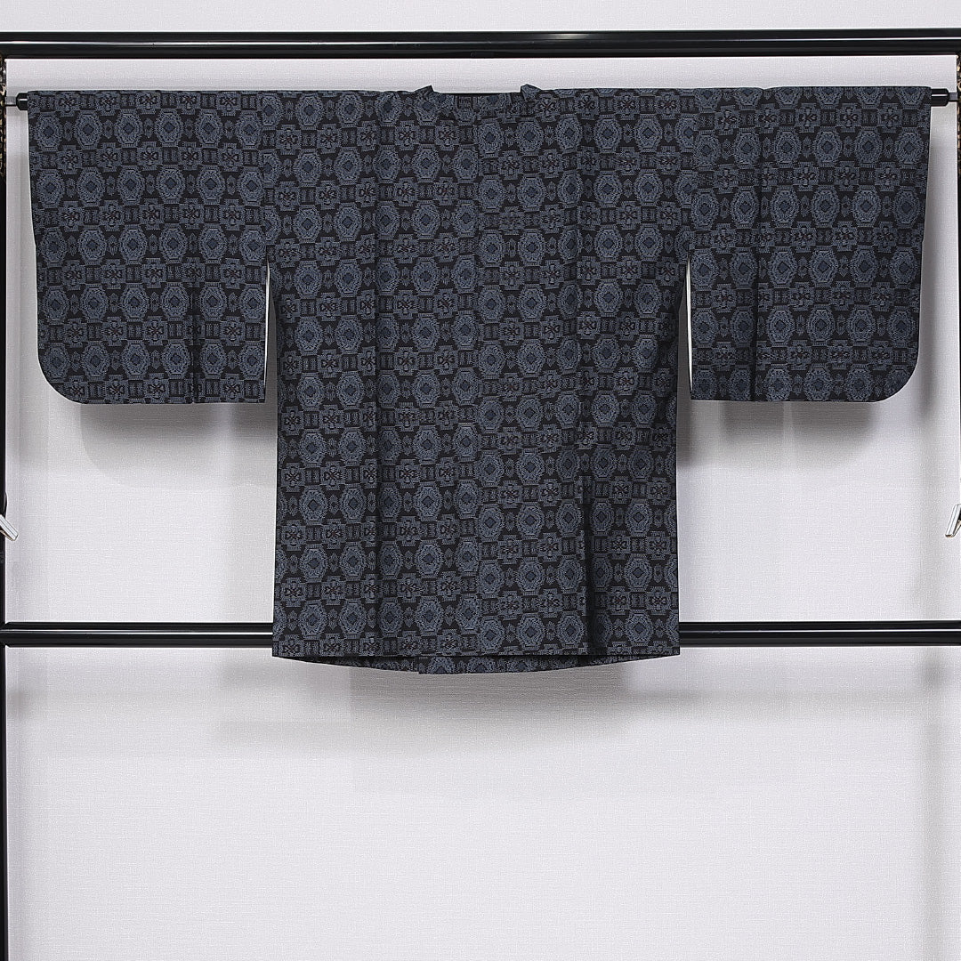 道行コート 身丈82cm 裄丈65cm M 正絹 Sランク 袷 紬 ポケットあり オリエンタル 1263-10742