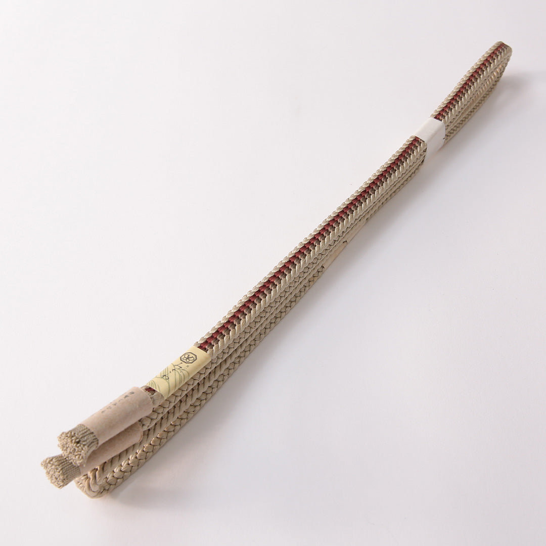 新古品 帯締め 正絹 Nランク 平組紐 源氏組 グレー系 1236-01496
