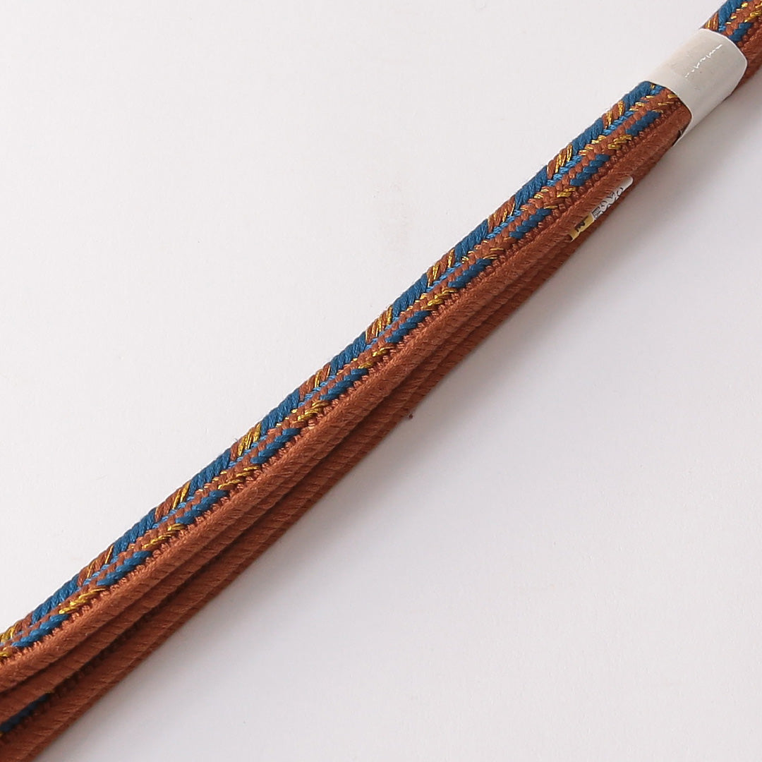 新古品 帯締め 正絹 Nランク 平組紐 綾竹組 茶系 金系 1236-01501