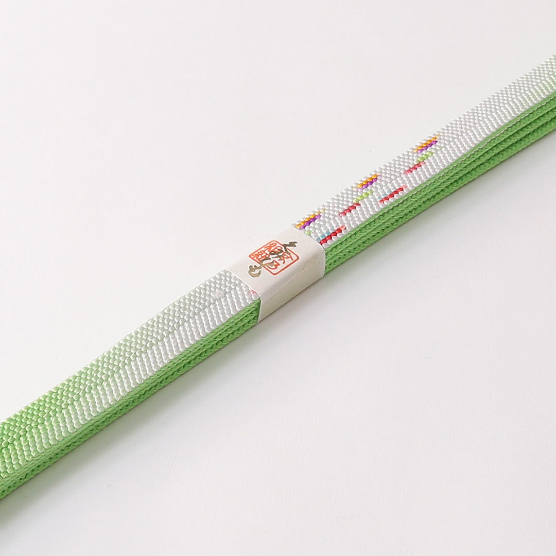 新古品 帯締め 正絹 Nランク 平組紐 内記組 緑系 1236-01511