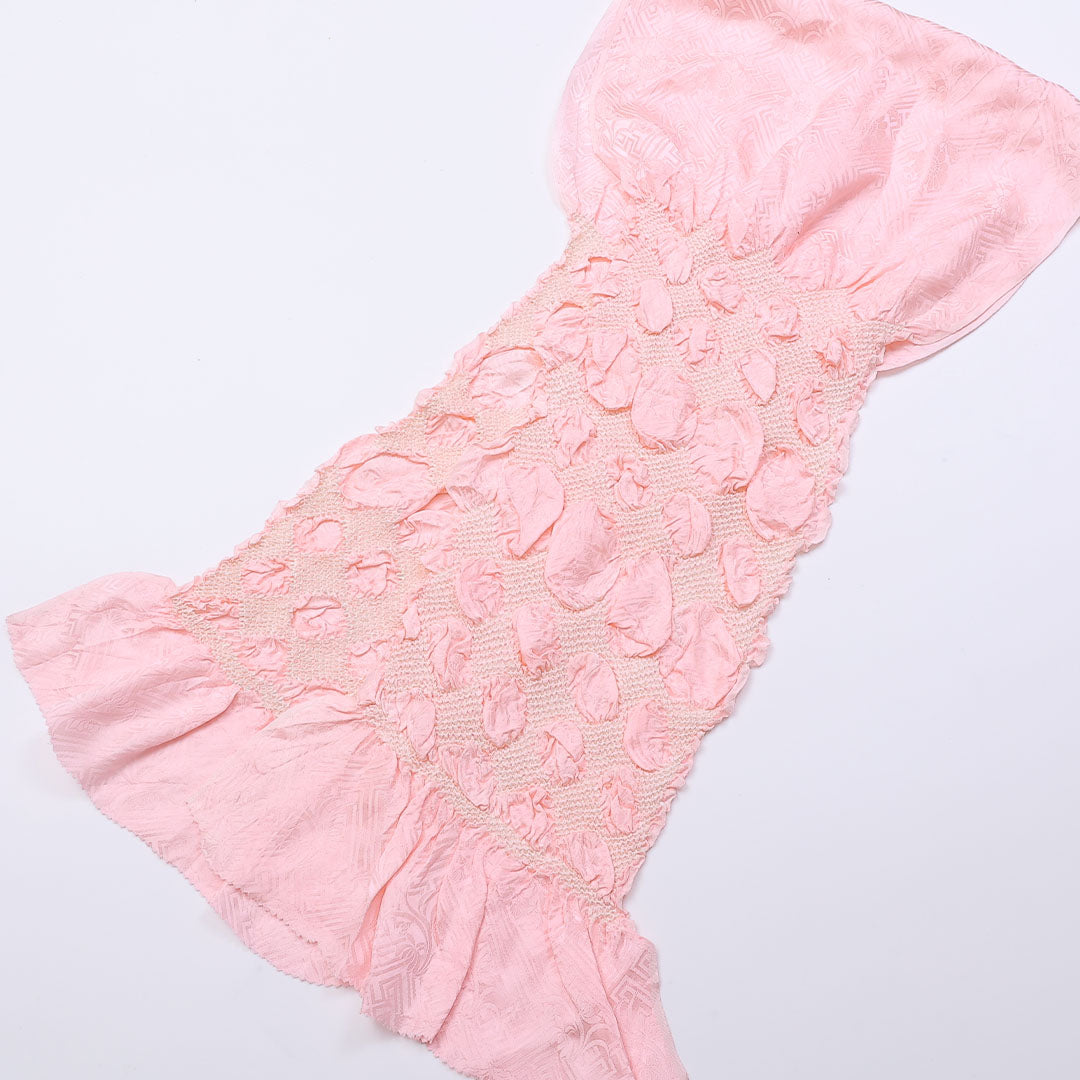 帯揚げ Sランク 正絹 総絞り 中抜き ピンク系 1230-000225