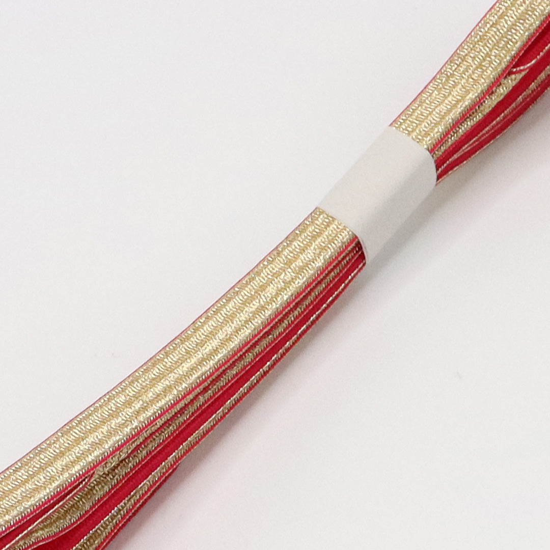 新古品 帯締め 礼装用 正絹 Nランク 平組紐 金系 ピンク系 1236-01168