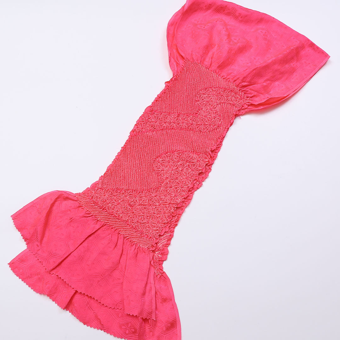 帯揚げ Sランク 正絹 総絞り 中抜き ピンク系 1230-000263