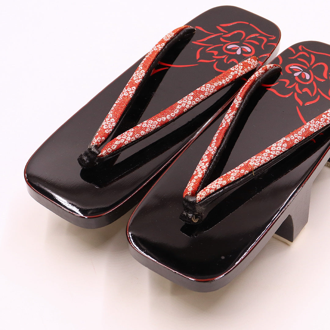 未使用品 下駄 カジュアル FREE 木製 Aランク 和装小物 黒系 赤系 1244-00553