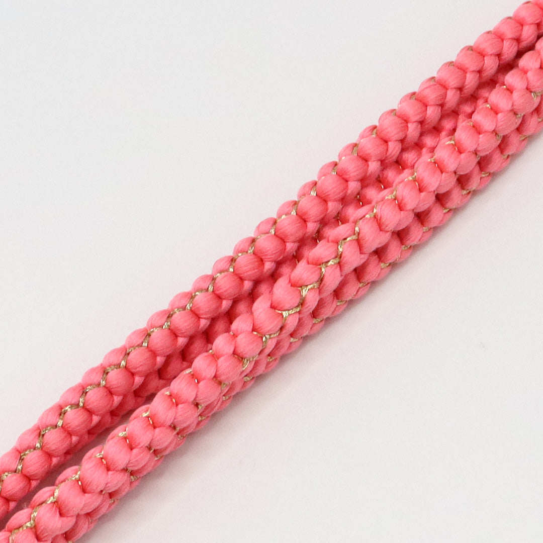 未使用品 帯締め 振袖用 正絹 Sランク 丸組紐 四つ組 ピンク系 1236-01229