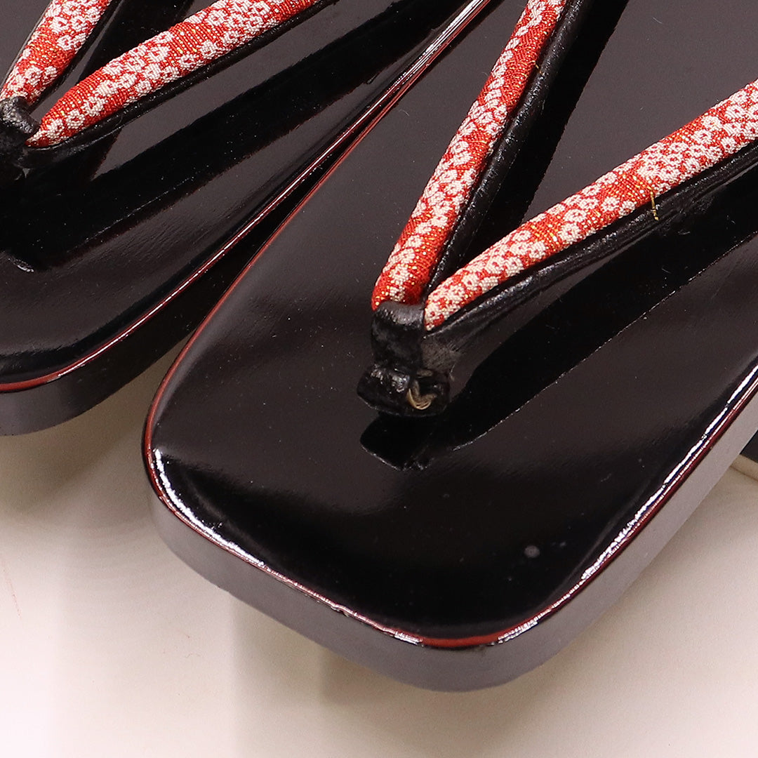 未使用品 下駄 カジュアル FREE 木製 Aランク 和装小物 黒系 赤系 1244-00553