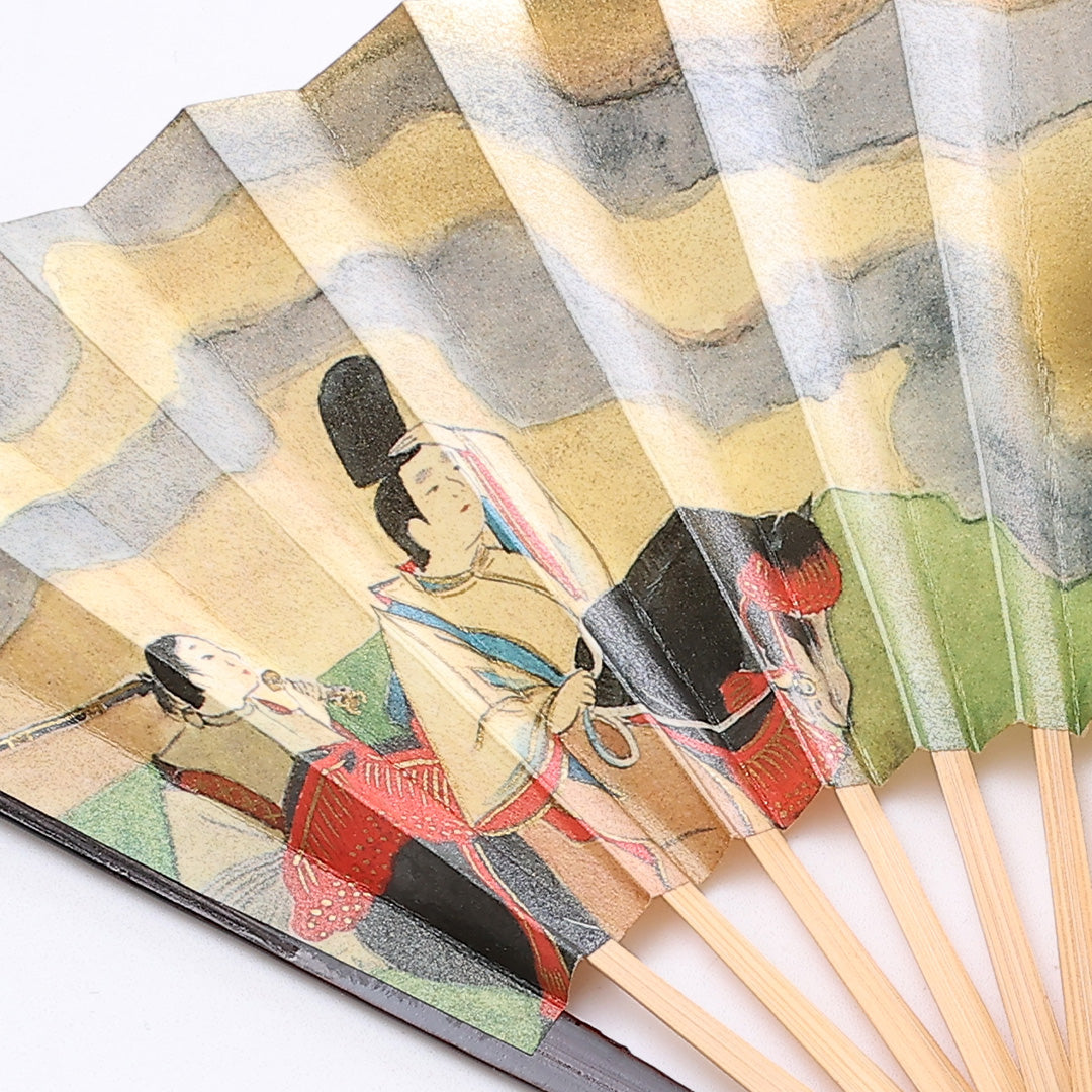 扇子 Sランク 竹製 平安絵巻 礼装用 茶扇 金系 1240-00305