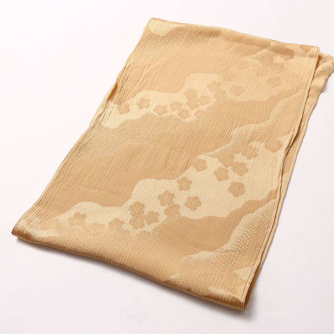 帯揚げ 礼装用 綸子 正絹 Bランク ベージュ系 1230-00396
