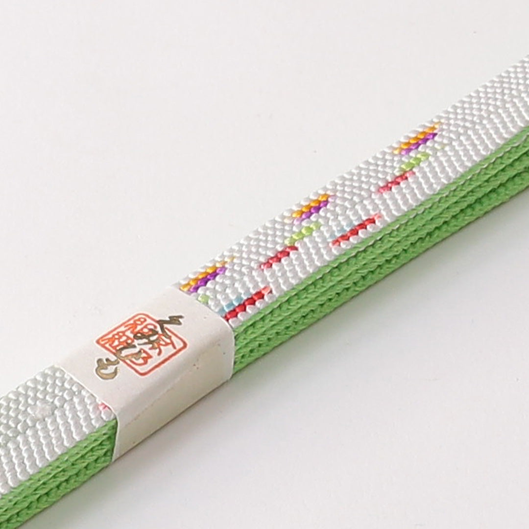 新古品 帯締め 正絹 Nランク 平組紐 内記組 緑系 1236-01511
