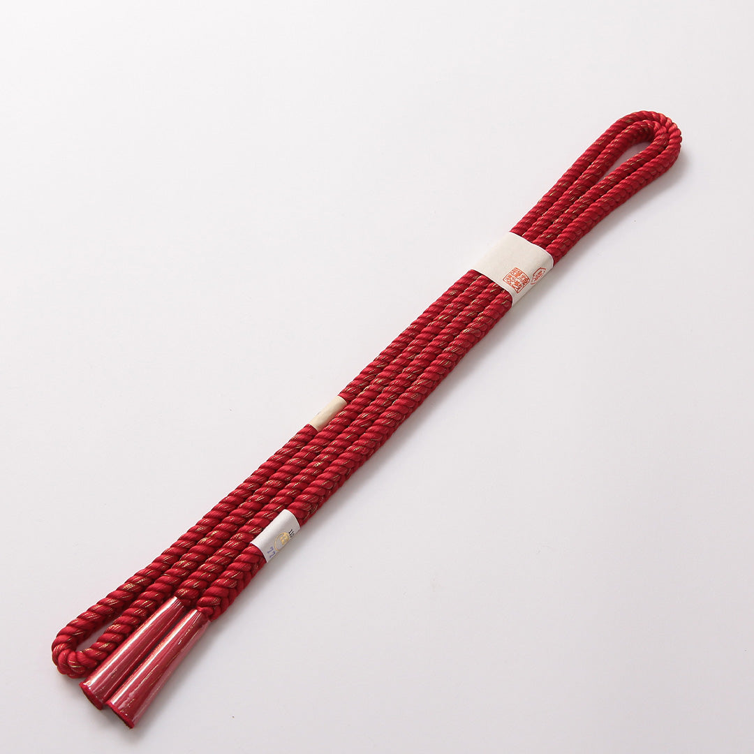 新古品 帯締め 正絹 Nランク 角組紐 落款 赤系 1236-01448
