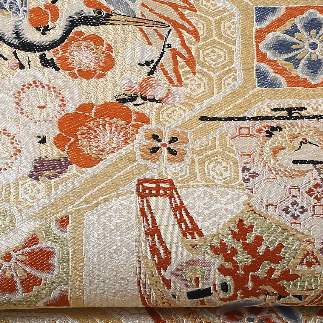 アンティーク 丸帯 帯丈406cm 全通 仕立て上がり フォーマル Cランク 宝船 金系 1223-00822-521 1223-00822