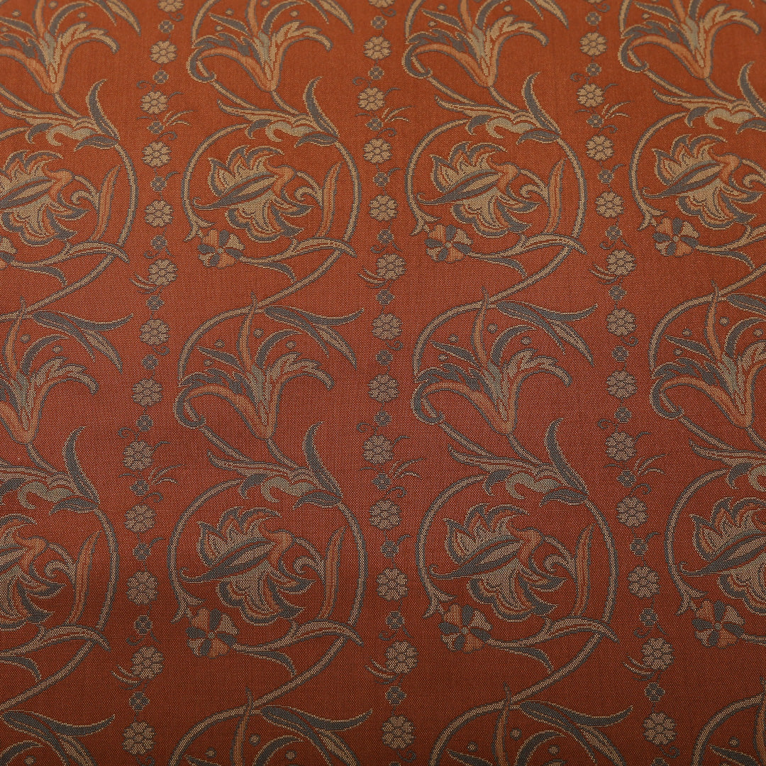 九寸 名古屋帯 帯丈363cm 名古屋仕立て 全通 Sランク カジュアル 正絹 百合 シック 落ち着き 茶系 1224-03024