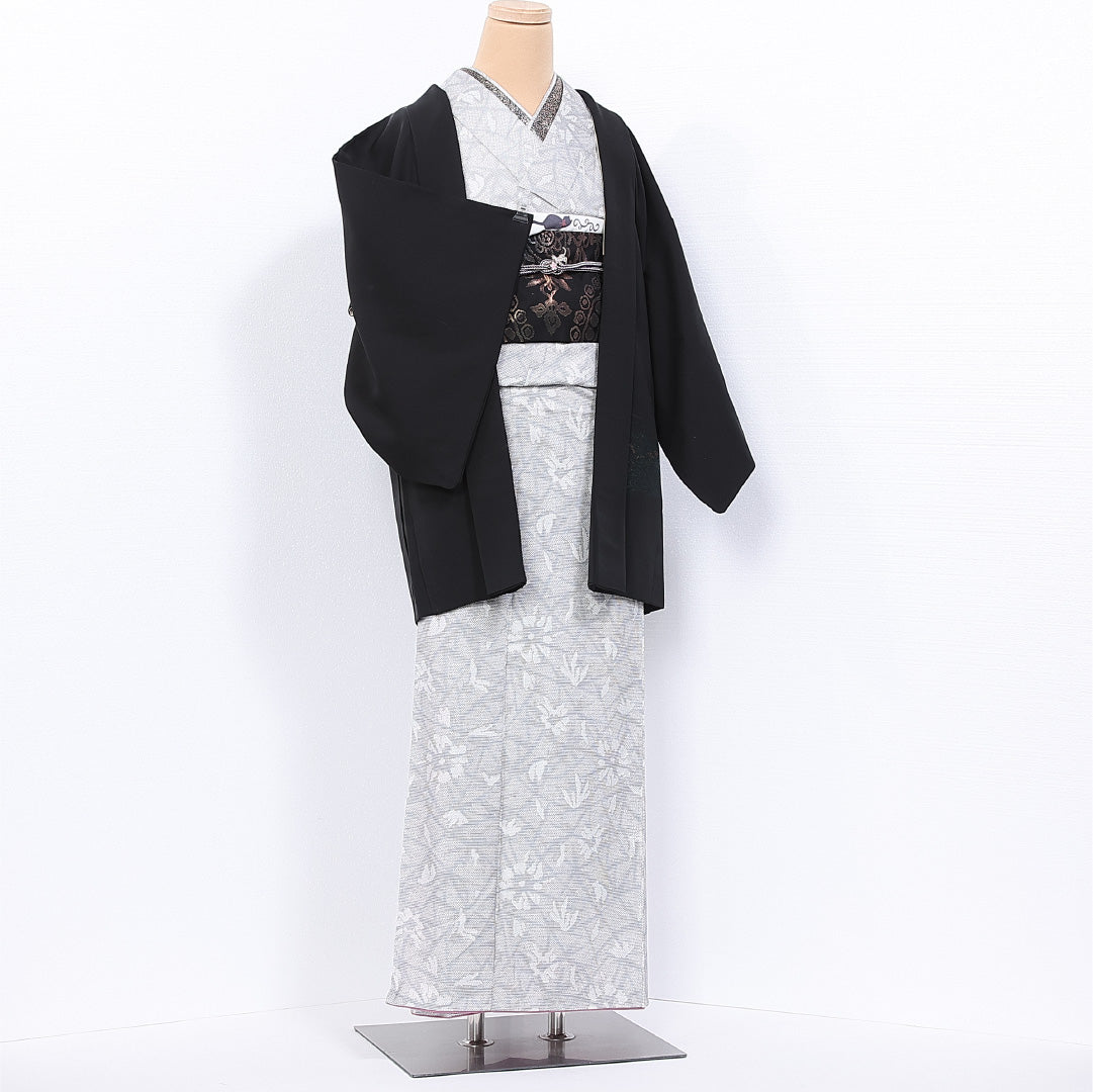 羽織 身丈78cm 裄丈62.5cm S 正絹 Aランク 袷 黒羽織 絵羽羽織 漆糸 山水 1217-11163