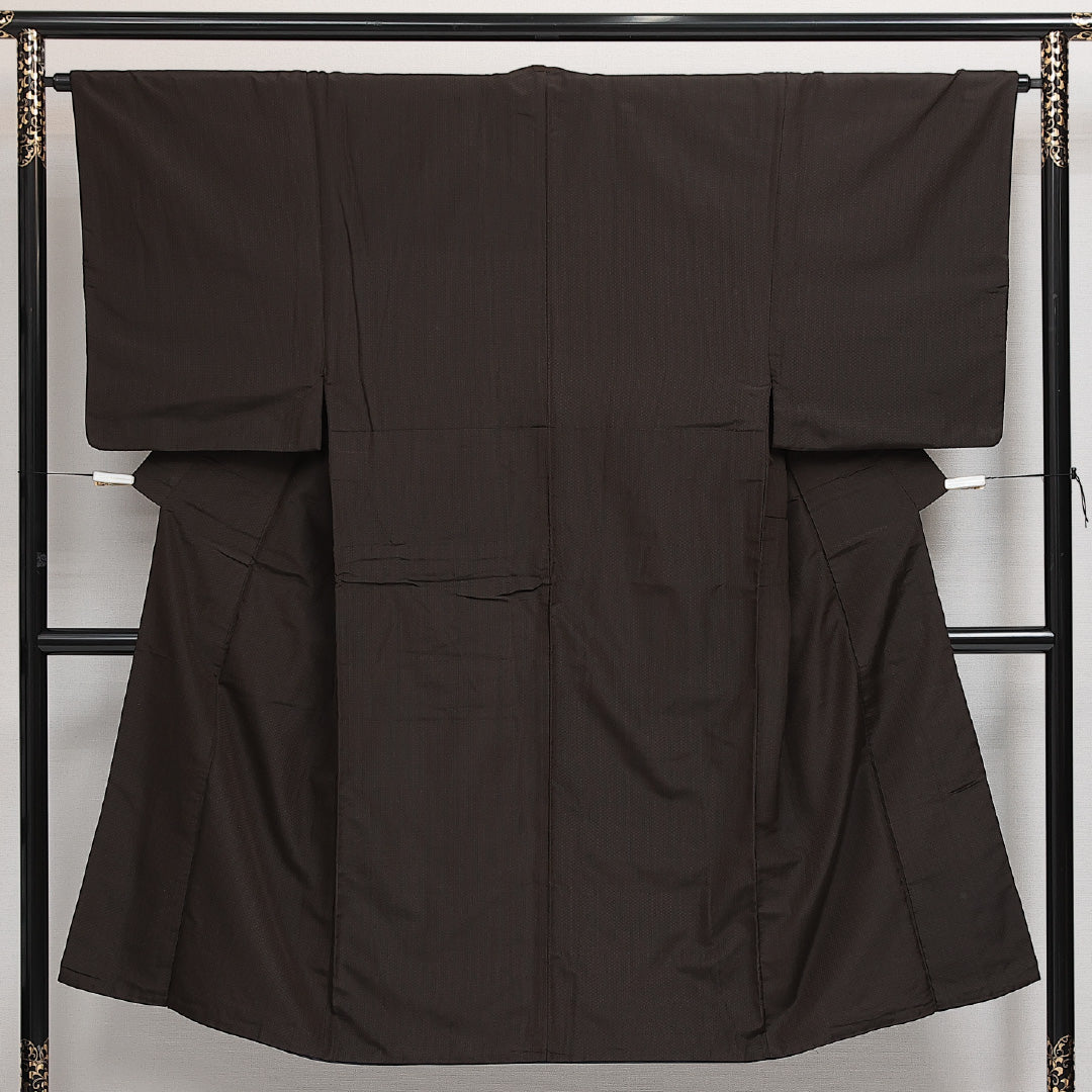 男着物 袷 身丈136cm 裄丈62cm 正絹 Sランク カジュアル 棒衿 Sサイズ 無地 茶系 RP 1224-13991