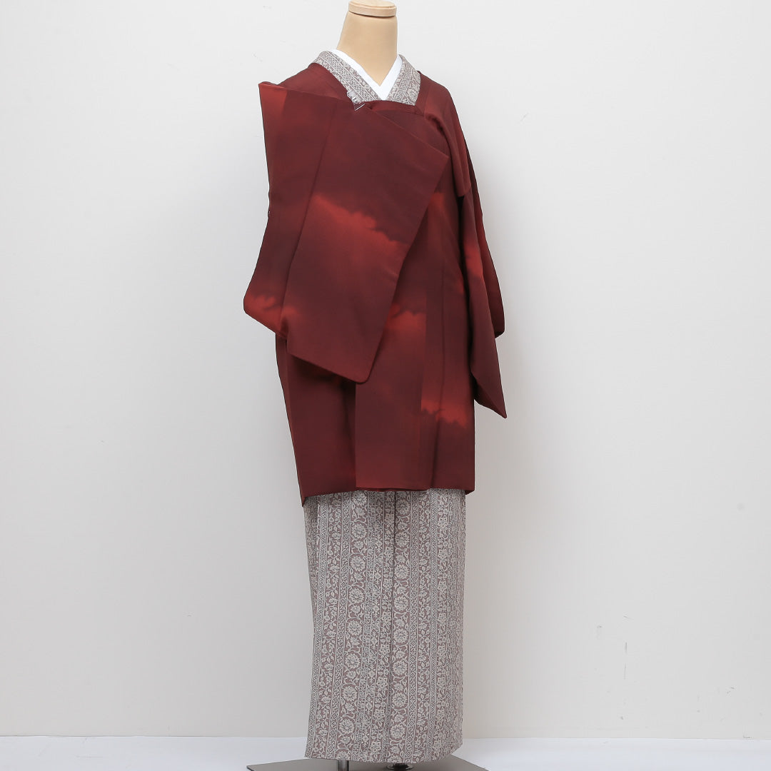 道行コート 身丈89cm 裄丈59.5cm 正絹 Sランク S ぼかし 赤系 1217-00382
