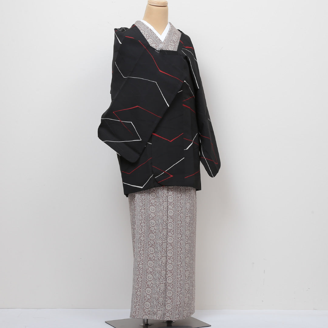 道行コート 身丈83cm 裄丈63cm 正絹 Sランク S 黒系 1217-00394