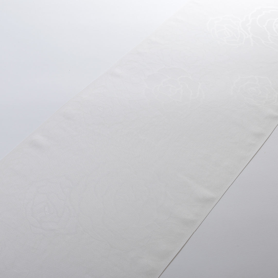 新品 反物 色無地 正絹 紋紗 薔薇 丹後ちりめん 証紙 白系 1232-00033-G047-11 1232-00033-G047