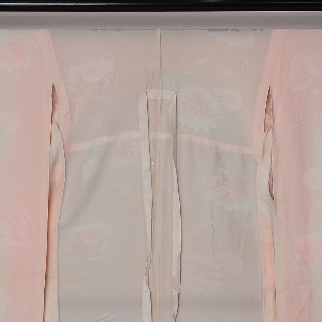振袖用 長襦袢 無双袖 身丈107cm 裄丈64cm 正絹 Cランク XSサイズ 牡丹 ピンク系 LP 1240-12636