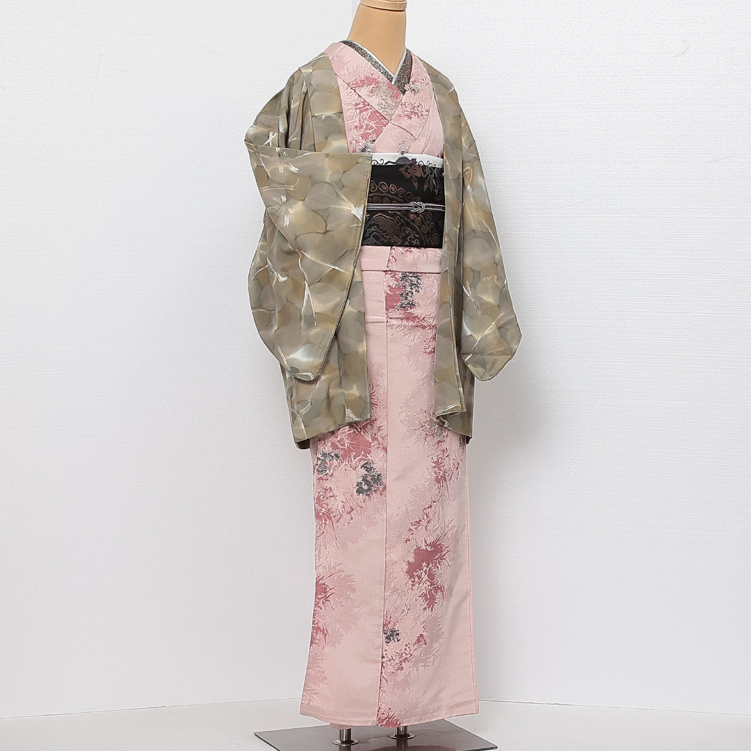 羽織 袷 身丈78cm 裄丈63cm 正絹 Cランク カジュアル Sサイズ 創作柄 緑系 HP 1232-13857