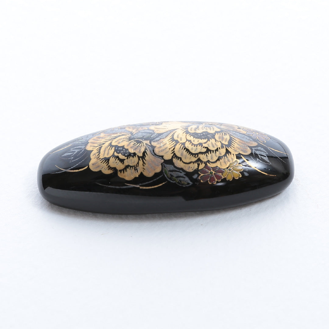 帯留め Aランク 牡丹 漆 黒系 1231-000141