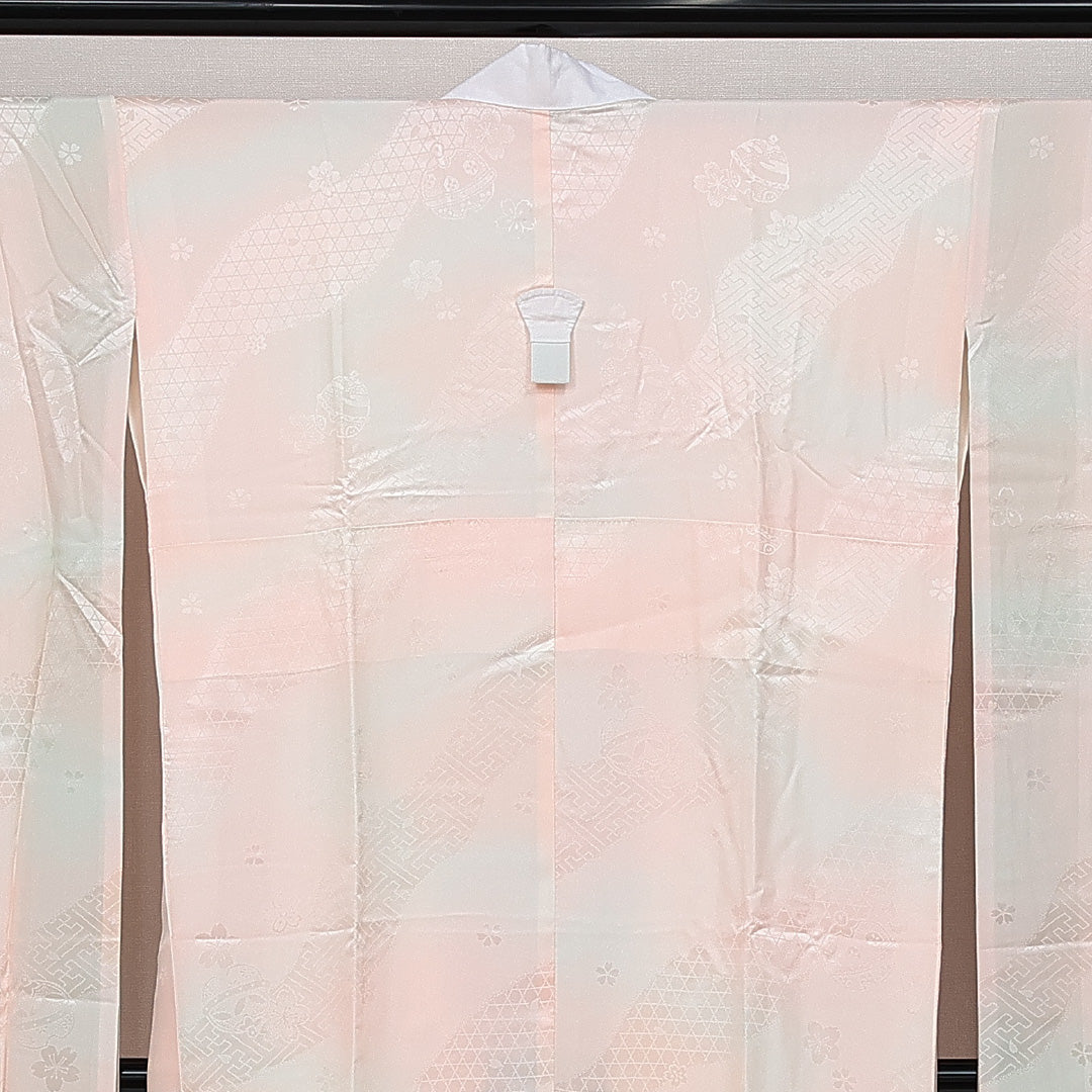振袖用 長襦袢 無双袖 身丈127cm 裄丈67cm 正絹 Sランク Mサイズ ピンク系 RP 1240-14564