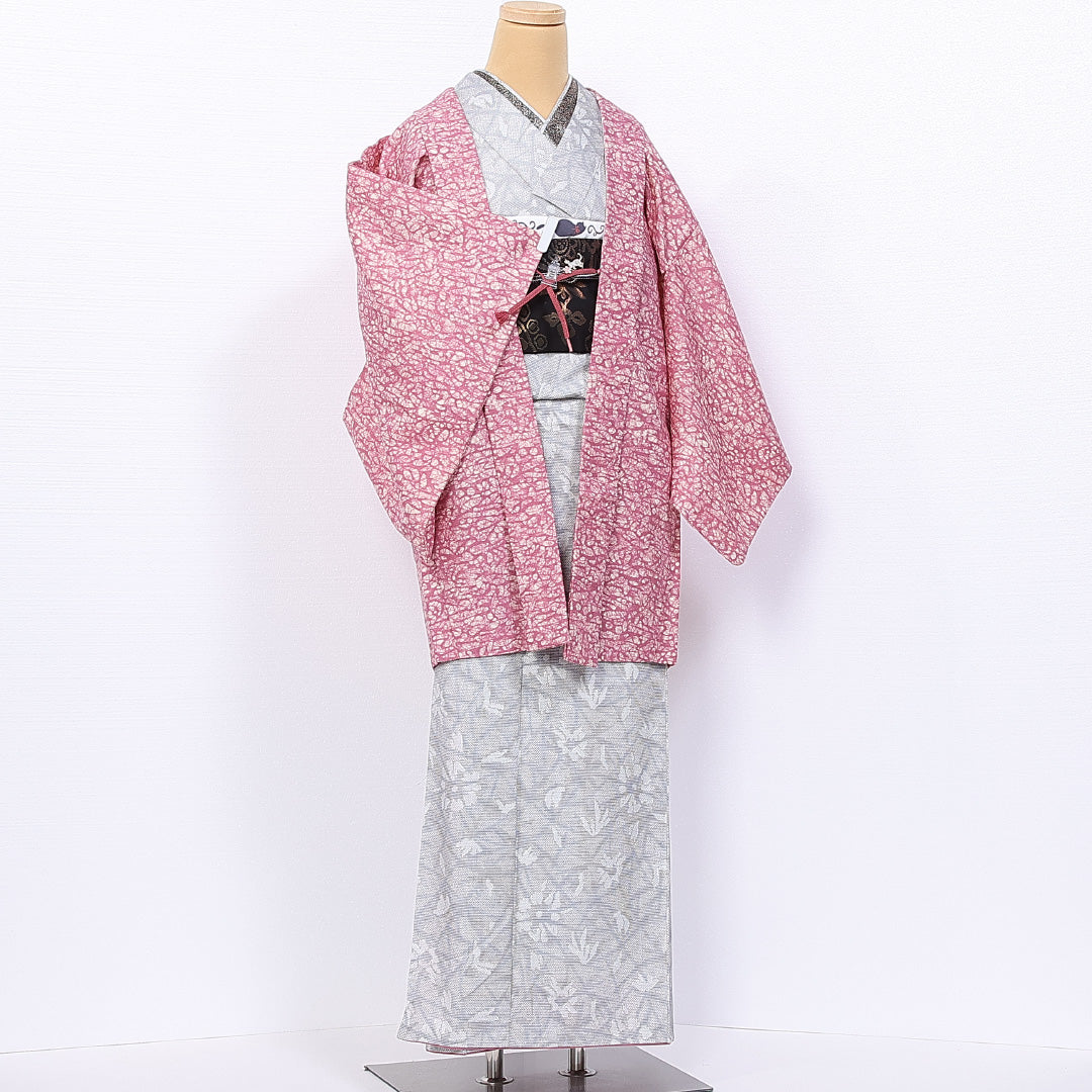 羽織 身丈85cm 裄丈64.5cm M 正絹 Sランク 袷 紐あり 創作 1217-11083