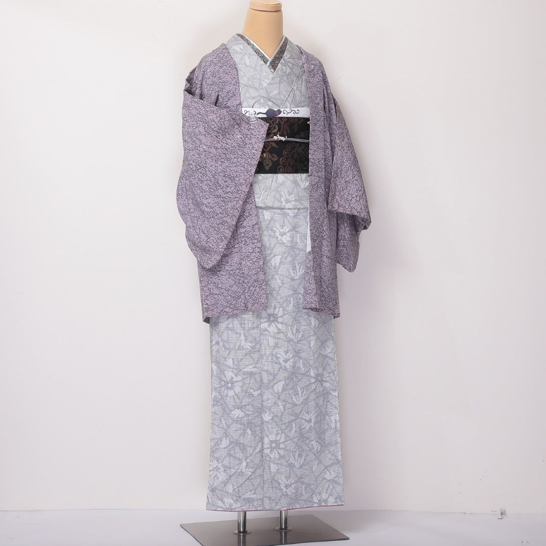 羽織 身丈81cm 裄丈62cm S 正絹 紫系 Aランク 1217-00784
