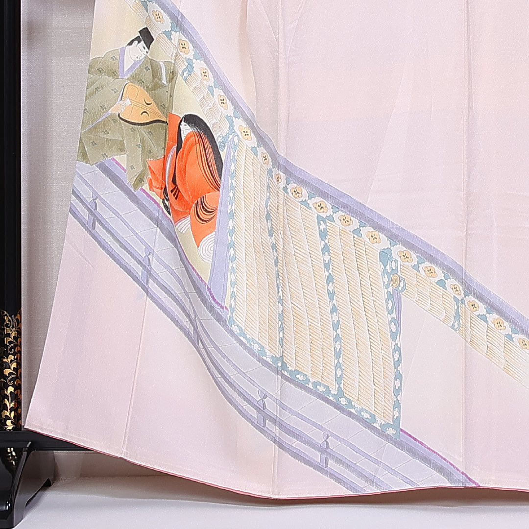 訪問着 身丈161cm 裄丈65cm 正絹 Aランク 袷 広衿 琵琶 平安絵巻 1212-10226