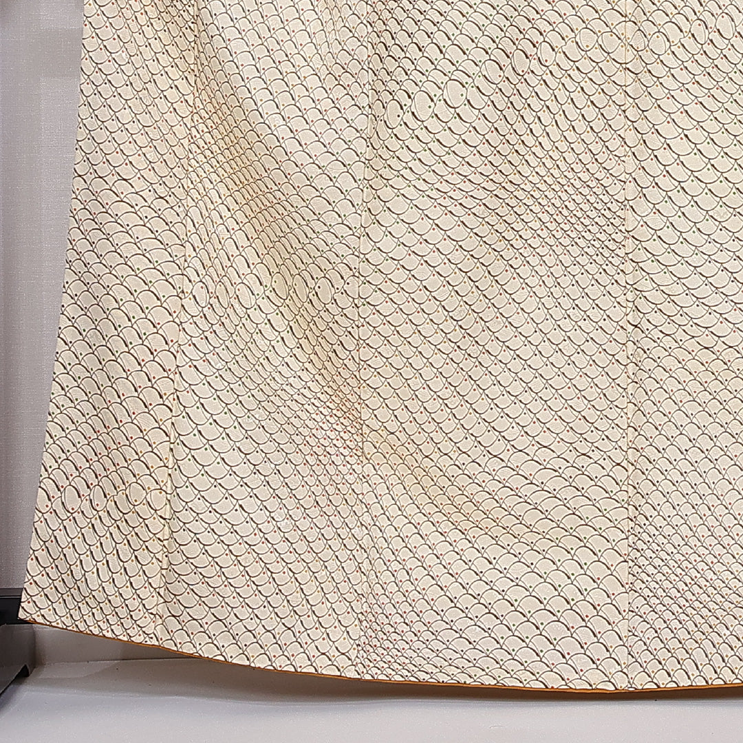 付下げ 身丈164cm 裄丈64.5cm L ポリエステル Sランク 袷 洗える着物 広衿 幾何学 1261-10821