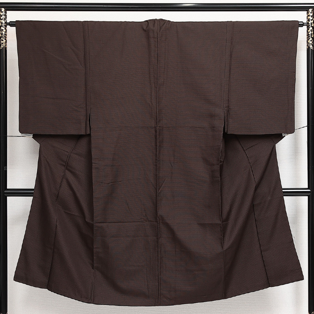 男着物 袷 身丈131cm 裄丈62cm 正絹 Sランク カジュアル 棒衿 XSサイズ 茶系 RP 1224-13998