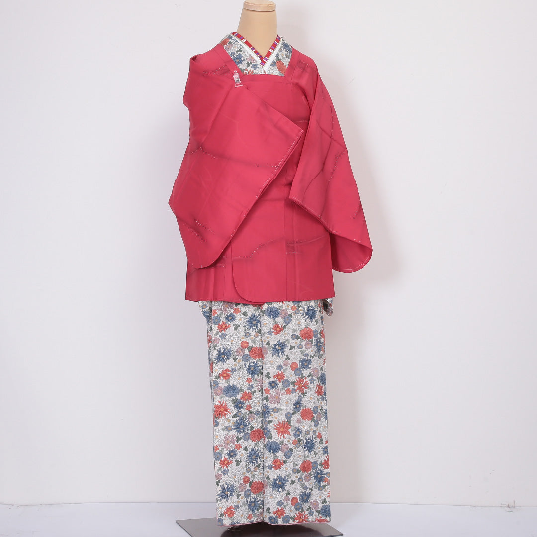 道行コート 洗える着物 袷 身丈0cm 裄丈0cm ポリエステル Aランク Sサイズ フォーマル ピンク系 1263-05801