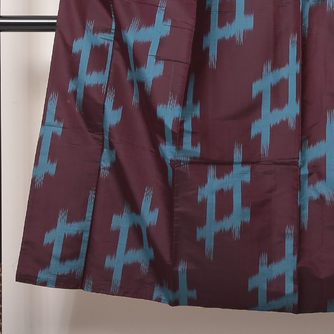 アンティーク 紬(銘仙) 袷 身丈148cm 裄丈61cm 正絹 Cランク XSサイズ 広衿 井絣 紫系 1216-03512