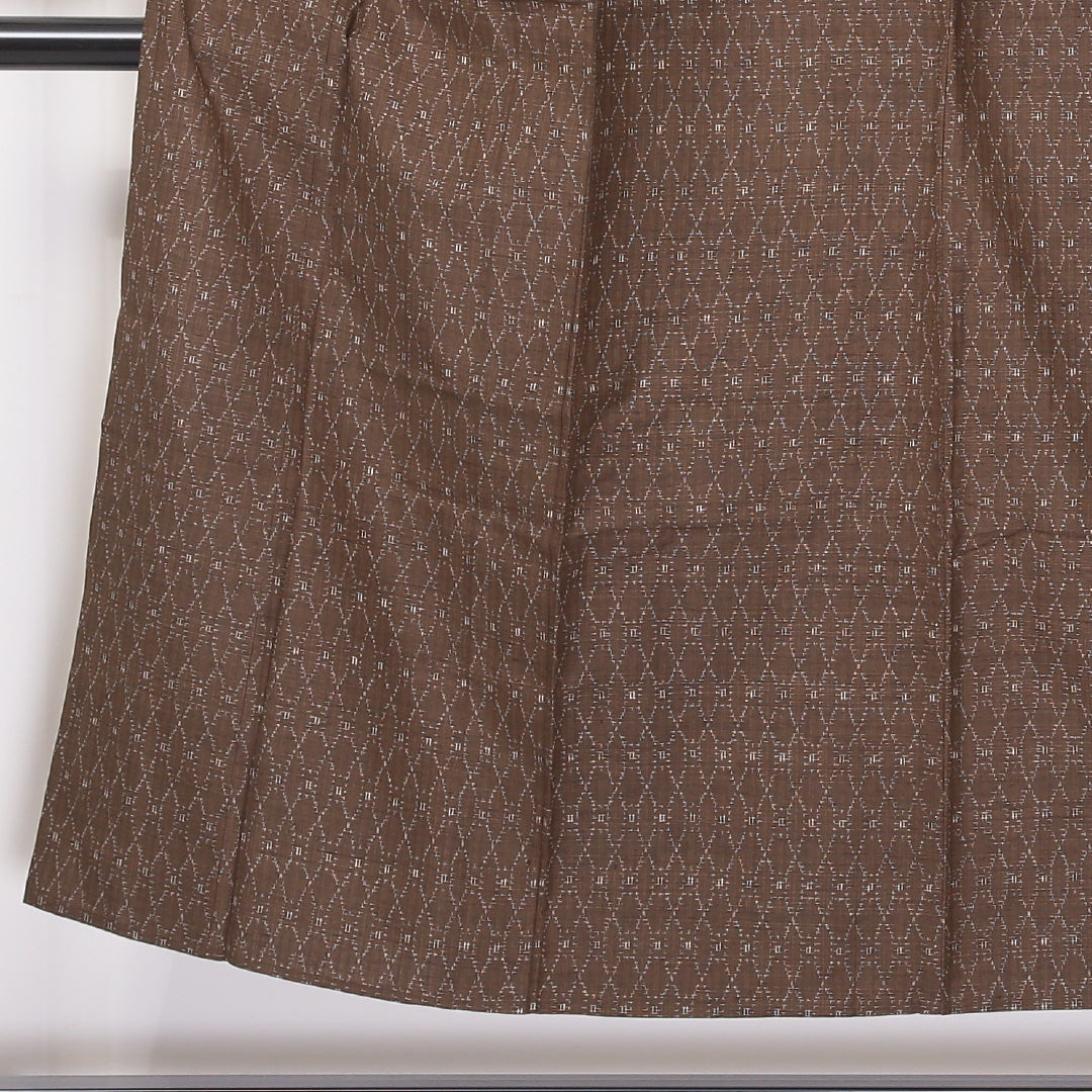 紬 単衣 身丈150cm 裄丈60cm 正絹 Aランク カジュアル 広衿 Sサイズ 居敷当て 立涌 茶系 HP 1223-03627